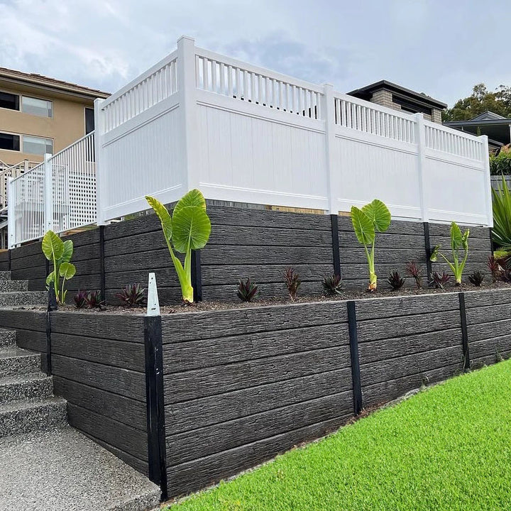 Concrete sleeper retaining wall